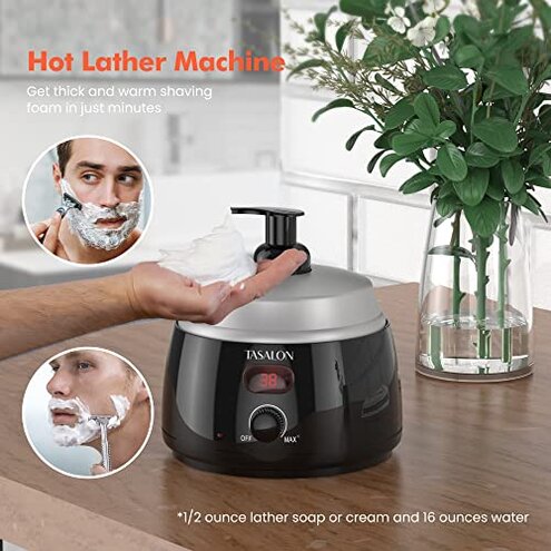 TASALON Professional Hot Lather Machine for Shaving -750ml Large Capacity Professional Lather Maker for Men Face Shaving, Shaving Foam Machine for Home Use Salon Barber Shop With 2 pumps
