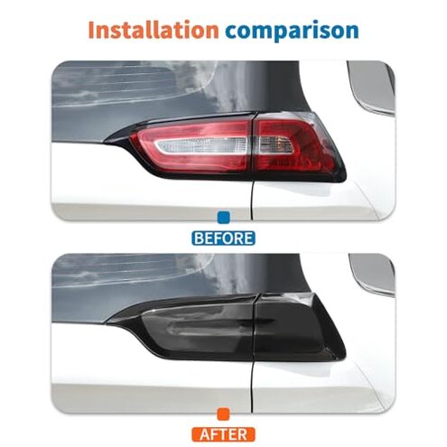 JeCar Smoked Tail Light Cover Trim Guards for 2014-2017 Jeep Cherokee 4pcs