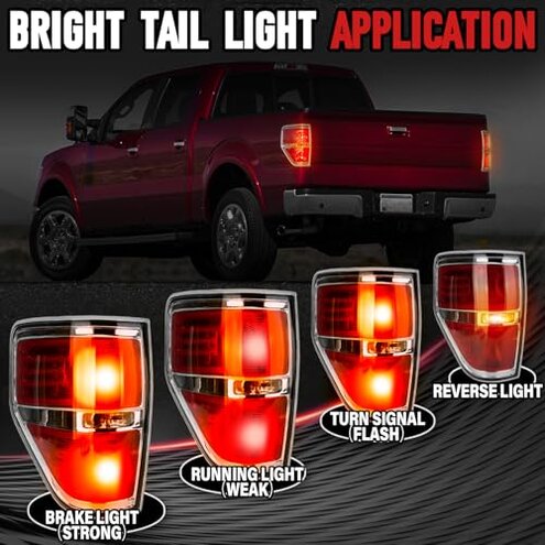 FOMIUZY Tail Lights Assembly Fit Ford F150 F-150 2009 2010 2011 2012 2013 2014 Rear Brake Back Up Cover Taillight Lens Left Driver Right Passenger Replaces BL3Z13404AB BL3Z13405AB(Bulb Included)