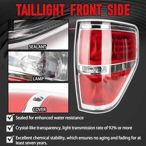 FOMIUZY Tail Lights Assembly Fit Ford F150 F-150 2009 2010 2011 2012 2013 2014 Rear Brake Back Up Cover Taillight Lens Left Driver Right Passenger Replaces BL3Z13404AB BL3Z13405AB(Bulb Included)