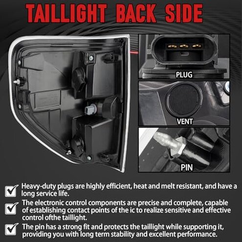 FOMIUZY Tail Lights Assembly Fit Ford F150 F-150 2009 2010 2011 2012 2013 2014 Rear Brake Back Up Cover Taillight Lens Left Driver Right Passenger Replaces BL3Z13404AB BL3Z13405AB(Bulb Included)