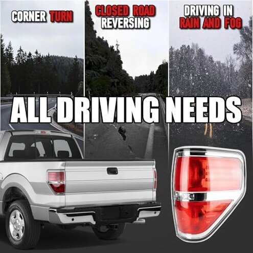 FOMIUZY Tail Lights Assembly Fit Ford F150 F-150 2009 2010 2011 2012 2013 2014 Rear Brake Back Up Cover Taillight Lens Left Driver Right Passenger Replaces BL3Z13404AB BL3Z13405AB(Bulb Included)