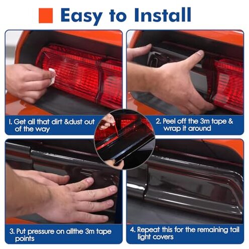 TRSCJXN for Challenger Smoked Tail Light Covers Rear Light Guards Exterior Accessories for Dodge Challenger 2015-2024 Taillight Covers Rear Guard Trim Kit Exterior Frame (Smoke Black 4Pcs)