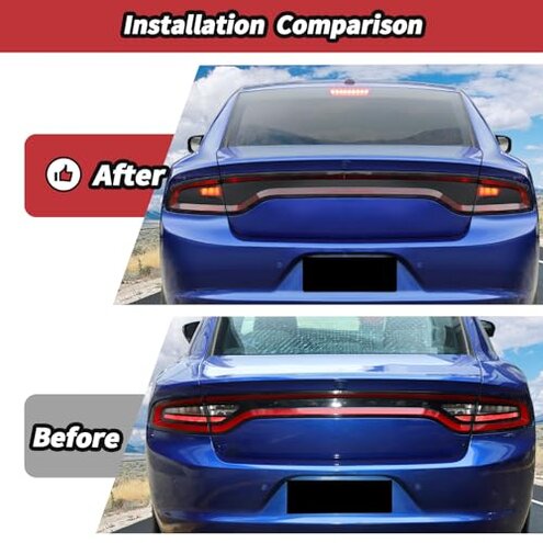 JeCar Tail Light Cover Smoked Tail Light Guard for 2015-2024 Dodge Charger Exterior Accessories