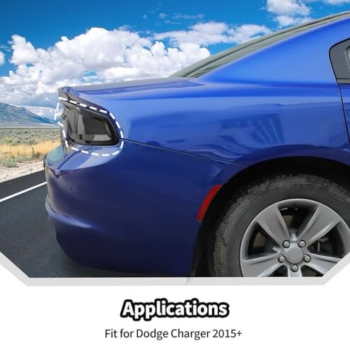 JeCar Tail Light Cover Smoked Tail Light Guard for 2015-2024 Dodge Charger Exterior Accessories