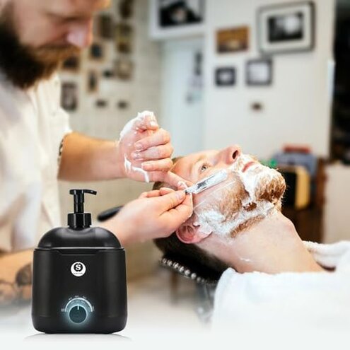Hot Lather Machine SANGLE SOPFFY,Shaving Cream Warmer for Men -800ML Large Capacity Heated Shaving Cream Dispenser for Home Salon Barber Shop Spa With 2 Pumps,Christmas and Birthday Gift for Men