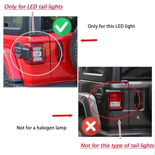 JeCar Tail Light Covers for Jeep Wrangler JL JLU 2018-2024 Black Taillight Guard Trim Accessories (Only fit LED Light)