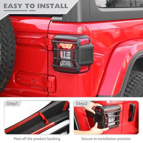 JeCar Tail Light Covers for Jeep Wrangler JL JLU 2018-2024 Black Taillight Guard Trim Accessories (Only fit LED Light)