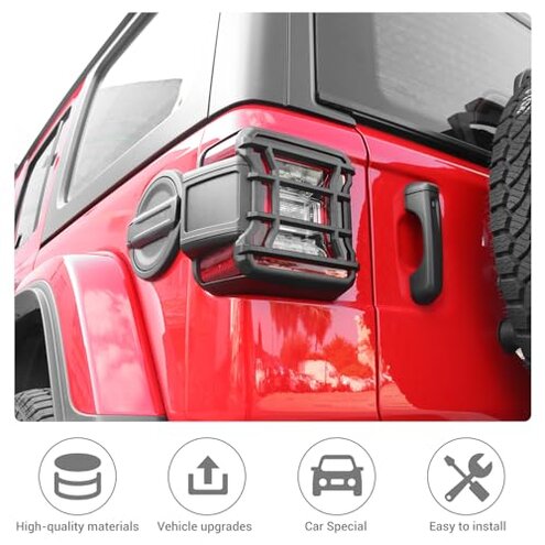 JeCar Tail Light Covers for Jeep Wrangler JL JLU 2018-2024 Black Taillight Guard Trim Accessories (Only fit LED Light)