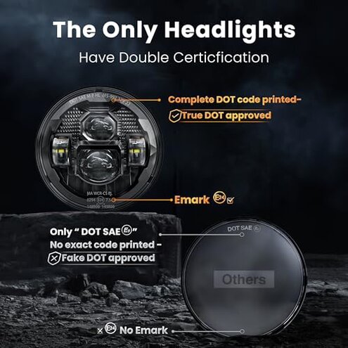 HWSTAR Pair New 1000% Bright Anti-glare 7 Inch Led Headlights Round Compatible with Jeep Wrangler JK JKU TJ LJ Chevy Ford GMC Dodge Mazda Nissan Mack VW etc DOT Approved H6024 Hi/Low Sealed Beam