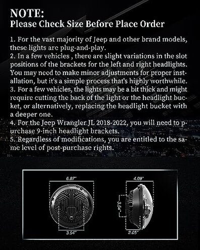 HWSTAR Pair New 1000% Bright Anti-glare 7 Inch Led Headlights Round Compatible with Jeep Wrangler JK JKU TJ LJ Chevy Ford GMC Dodge Mazda Nissan Mack VW etc DOT Approved H6024 Hi/Low Sealed Beam
