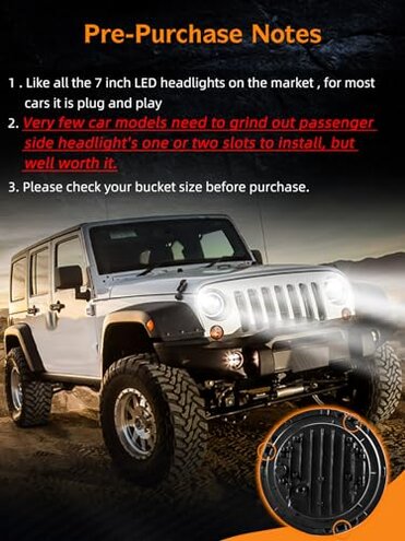 UNI-SHINE Black 2pcs 7 inch Led Headlight Round DOT Approved H6024 Led Headlight DRL Turn Signal Compatible with Jeep Wrangler JK TJ CJ & Miata & Chevy S3 & Hummer H1 H2