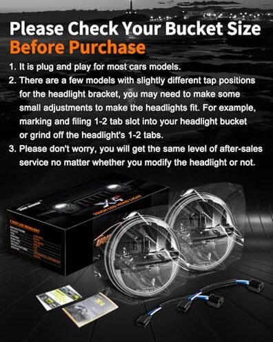 UNI-SHINE 2PCS 7-Inch LED Headlights - DOT Approved, Hi/Lo Beam, Compatible with Jeep Wrangler, Chevy, and Miata - Plug and Play