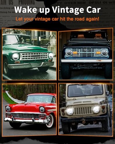 UNI-SHINE 2PCS 7-Inch LED Headlights - DOT Approved, Hi/Lo Beam, Compatible with Jeep Wrangler, Chevy, and Miata - Plug and Play