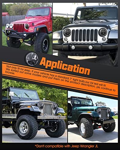 UNI-SHINE 2PCS 7-Inch LED Headlights - DOT Approved, Hi/Lo Beam, Compatible with Jeep Wrangler, Chevy, and Miata - Plug and Play