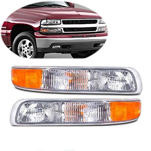 N&P Front Parking Light Turn Signal Lamp Assembly Set for 99-02 Silverado 00-06 Tahoe & Suburban Pickup Truck Chrome