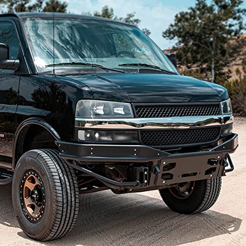 DNA MOTORING BL-CEGS03-BK-CL1 Pair of OE Style Front Bumper Parking/Turn Signal Lights Compatible with 03-14 Express Savana 1500/03-23 Express Savana 2500 3500, Black/Clear