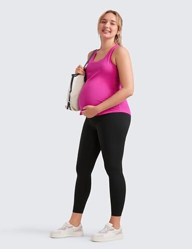 CRZ YOGA Butterluxe Maternity Leggings Over The Belly 25" - Buttery Soft Workout Activewear Yoga Womens Pregnancy Pants Black Medium