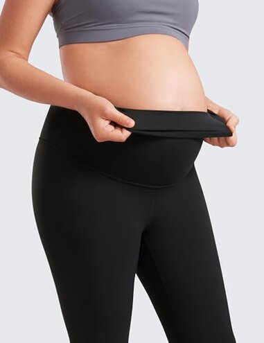 CRZ YOGA Butterluxe Maternity Leggings Over The Belly 25" - Buttery Soft Workout Activewear Yoga Womens Pregnancy Pants Black Medium