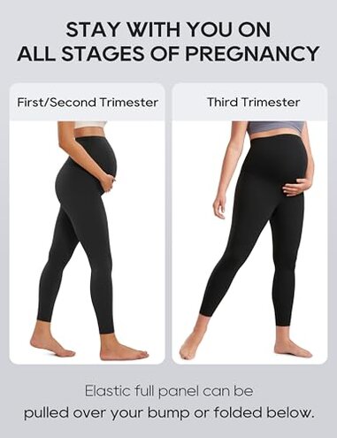 CRZ YOGA Butterluxe Maternity Leggings Over The Belly 25" - Buttery Soft Workout Activewear Yoga Womens Pregnancy Pants Black Medium