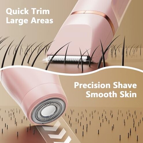 Foil Shaver & Bikini Trimmer for Women, Painless Waterproof Electric Razor Remover for Leg, Body, Armpit & Facial Hair, Cordless with Ceramic Blade,USB Charging Dock, Travel Size, Gifts for Her, Pink
