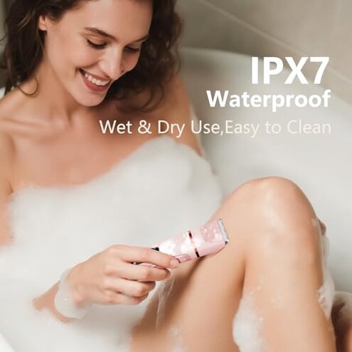 Foil Shaver & Bikini Trimmer for Women, Painless Waterproof Electric Razor Remover for Leg, Body, Armpit & Facial Hair, Cordless with Ceramic Blade,USB Charging Dock, Travel Size, Gifts for Her, Pink