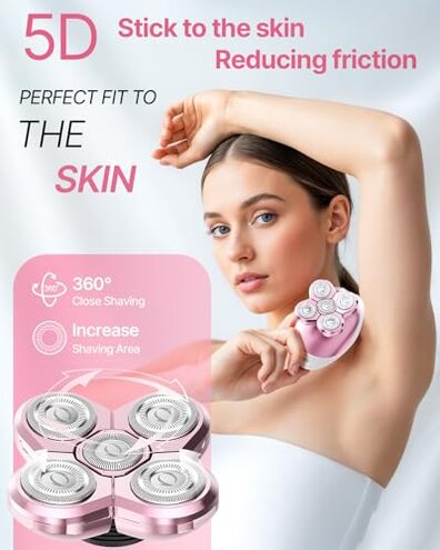 Electric Razors for Women, 5-in-1 Rechargeable Body Shaver - Waterproof Wet Dry Hair Remover - Trimmer for Lady Face Underarms Bikini,Lips,arms, Legs