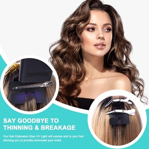 V Light Hair Extension Kit &ndash; Includes UV Lamp, Remover Machine, 6 Packs of Glue & 6 Packs of Remover Solution &ndash; Complete Set for Easy Application and Removal