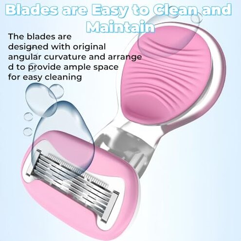 2024 New Women's Short Handle Razor with Five Blades, Can Remove Excess Body Hair From Arms, Legs, Underarms, Private Areas, Etc. Reusable, With Replaceable Razor Heads (H)