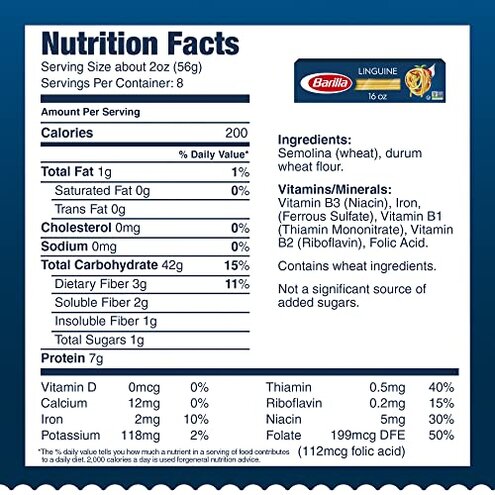 Barilla Whole Grain Linguine Pasta, 16 oz. Box (Pack of 20) - Non-GMO, Made With 100% Whole Grain Durum Wheat - Great Source of Fiber