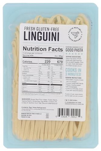 Gluten-Free Pasta, Linguini, Fresh Brown Rice Noodles Cook in Just 3 Minutes by Taste Republic, Frozen, 9oz (6 pack)