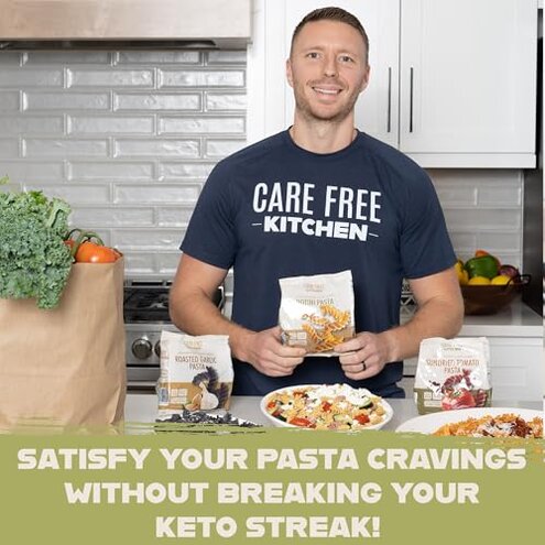 Care Free Kitchen Plain 3-Pack (8 oz. Bags) Rotini Keto Pasta Noodles, 20g High Protein, Low Carb 2g Net Carbs, 26g High Fiber