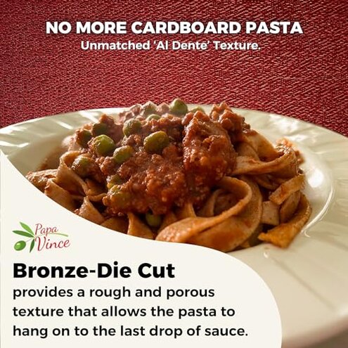 Papa Vince Organic Diabetic Friendly Pasta: Low GI Organic Whole Wheat Italian Pasta Made in Italy from Ancient Heirloom Grain. High Fiber, Slow Carb, Slow Dried, Bronze Cut, Non Enriched (Tagliatelle)