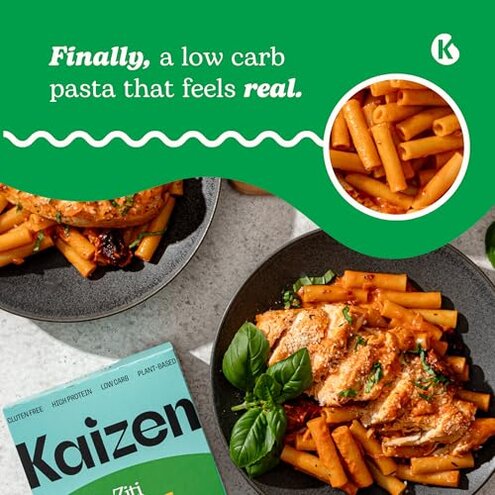 KAIZEN KETO Pasta Ziti - 2 Net Carbs, 19g protein - Gluten-Free, Keto Pasta Made w/High Fiber Lupini Flour - 8 ounces (Pack of 3)