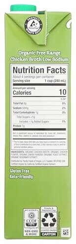 Pacific Foods Low Sodium Organic Free Range Chicken Broth, 32 oz Carton (Case of 12)