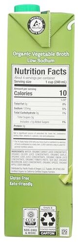 Pacific Foods Low Sodium Organic Vegetable Broth, 32 oz Carton (Case of 12)