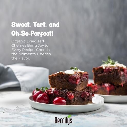 Berrilys Organic Unsweetened Pitted Dried Tart Cherries (5 lb) - No Sugar Added, Perfect for Baking, Snacking & Salads - Unsweetened Dried Fruit - Non-GMO, Vegan Dried Cherries for Healthy Living