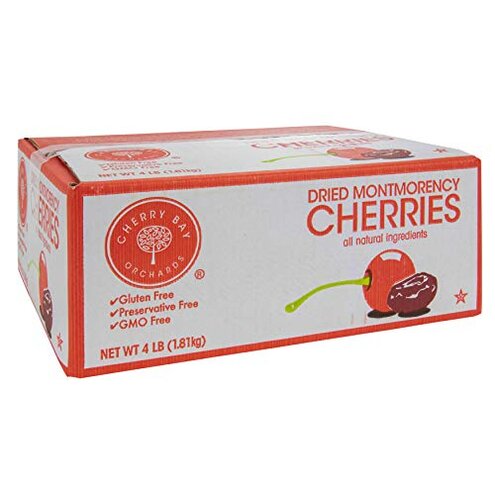 Cherry Bay Orchards Dried Bulk Cherries (3 lb box): Tart Montmorency Cherries-Domestic, Natural, Kosher, Gluten-Free, and GMO Free - No Additives - Great Snack, Full of Antioxidants