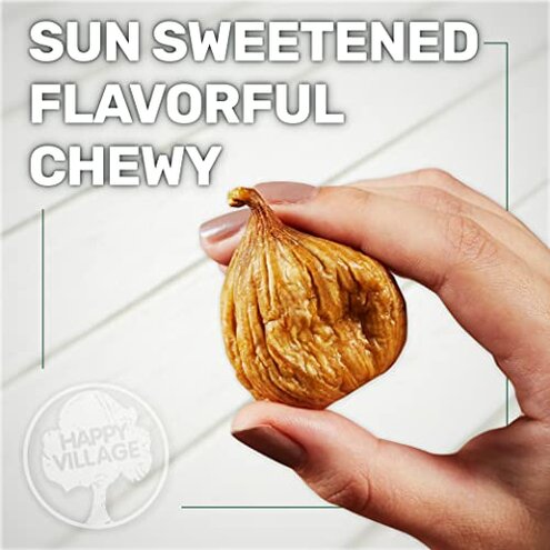 Happy Village Organic Sun-Dried Turkish Figs, 20 OZ Resealable Bag, No Added Sugar, USDA Organic, Non-GMO, Kosher, Vegan, High in Fiber, Single-Ingredient Snack