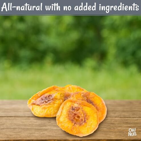 Oh! Nuts Dried Peaches California - 2 LB - Dried Fruit Slices - No Sugar Added - Packed in New York Zip-Seal Bag for Exceptional Freshness
