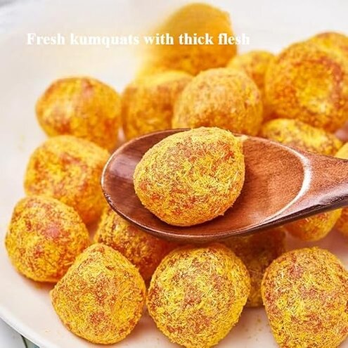 Instant iced kumquat, rock sugar loquat, sweet dried kumquat, candied fruit 500g/17.63oz, natural and healthy, nutritious preserved fruit snacks, frosted loquat, Dim sum (Sweet kumquat,2 cans)