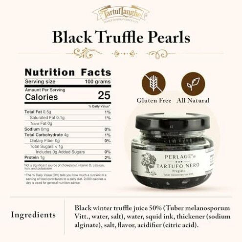 TartufLanghe Black Truffle Caviar Pearls – Luxury Italian Truffle Pearls, Perfect for Enhancing Dishes, Gourmet Gift – 50g Jar 1.76 OZ