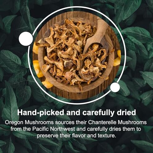 Crater Lake Specialty Foods Dried Chanterelle Mushrooms - All Natural, Rich Buttery Flavor, for cooking soups, stews and more. (8 Oz)