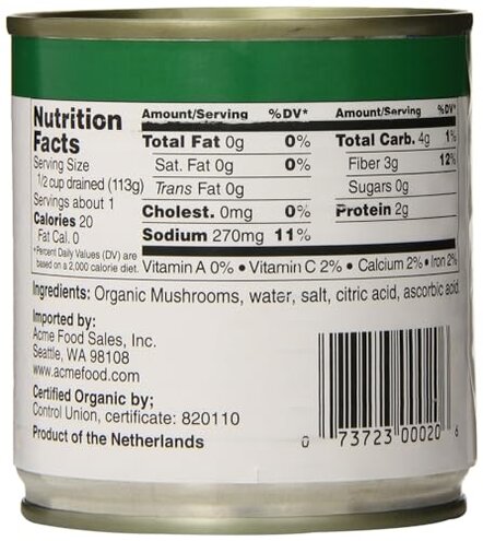 Generic Festival Sliced Organic Mushrooms - 4 Oz Can - Pack of 12