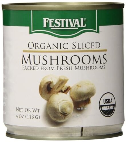 Generic Festival Sliced Organic Mushrooms - 4 Oz Can - Pack of 12
