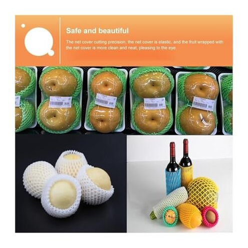 Vegetable Fruit Mesh Bag Fruit Protective Net Cover，Foam Net Sleeve, 290pcs White Shockproof Protective Cover Vegetable Packaging Orange Grape Anti-Squeeze Bag