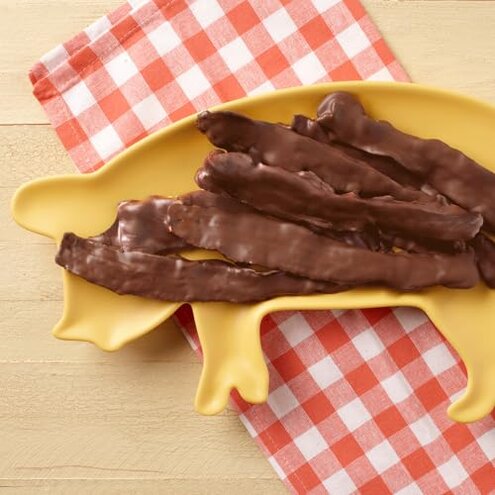 "Muddy Pigs" Chocolate Covered Bacon Strips - 6 Hickory Smoked Bacon Strips - Gourmet Artisan Chocolates Made Fresh in Iowa