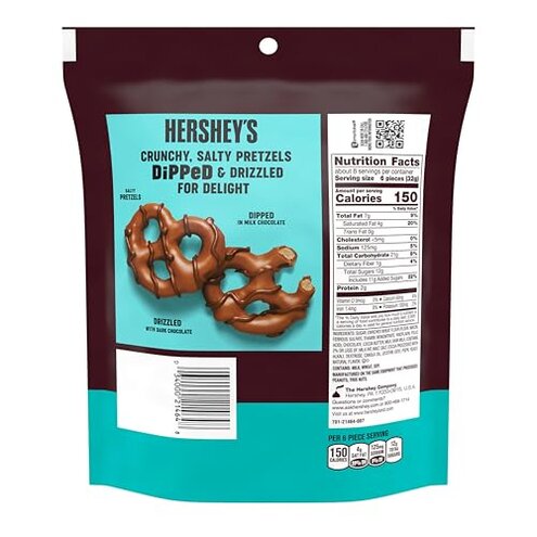 Hershey's Dipped Pretzels, 4.25 oz. Bags, Case of 12 (Milk Chocolate)