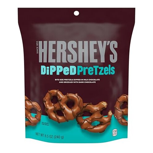 Hershey's Dipped Pretzels, 4.25 oz. Bags, Case of 12 (Milk Chocolate)