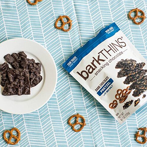 barkTHINS Snacking Dark Chocolate, Pretzel with Sea Salt, 10 Ounce (Pack of 9)